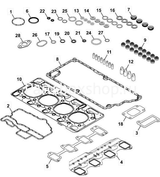 Комплект прокладок двигателя верхний 320/09382 PBS - заказать Комплект прокладок двигателя верхний 320/09382 PBS